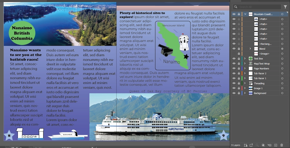 A mock 2 page spread.