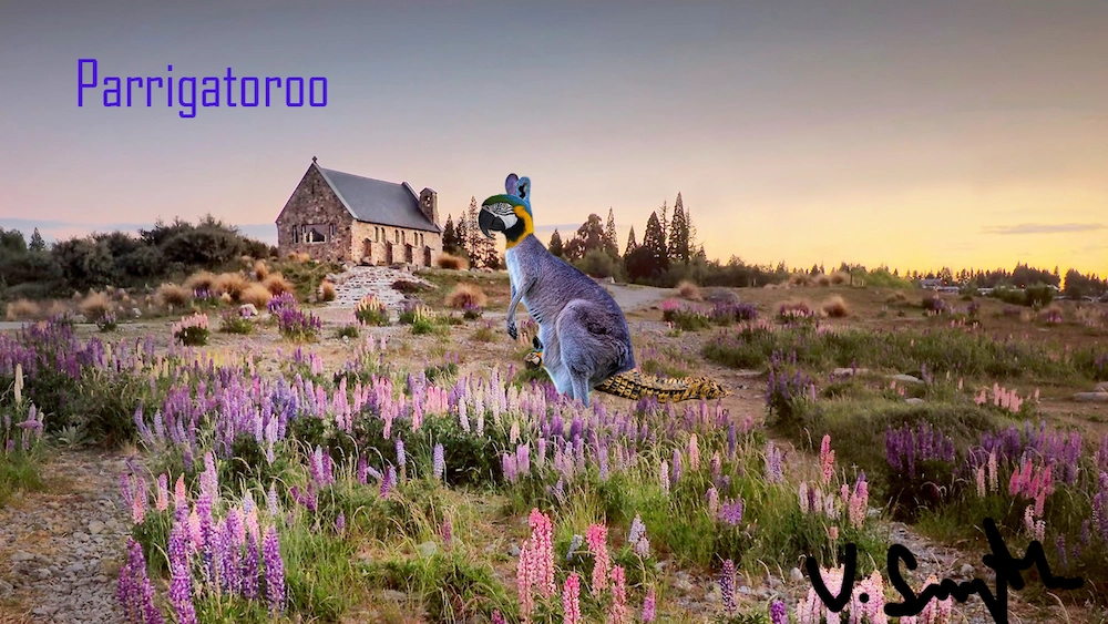 A Parrigatoroo, invented creature with photoshop.